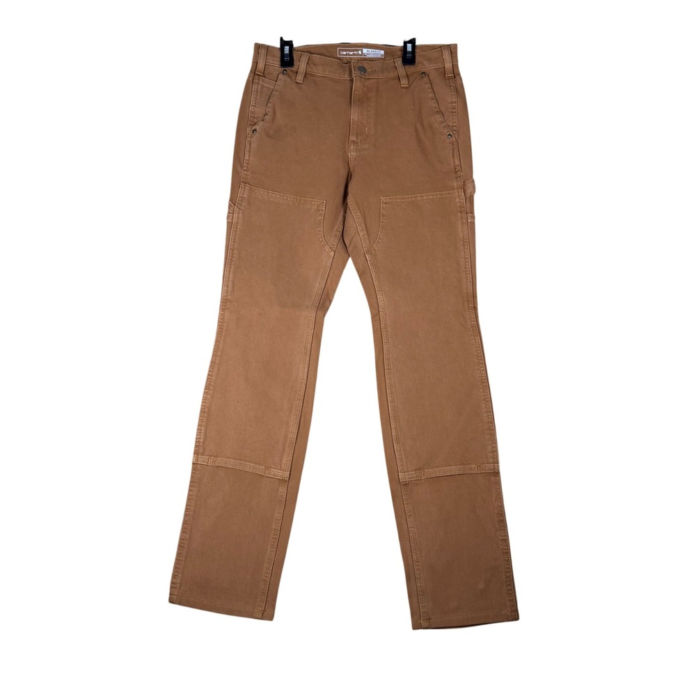 Carhartt Women Rugged Flex Relaxed Fit Double Knee Carpenter Pants 6Tall Brown